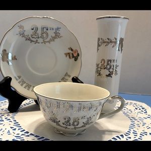 Lefton Fine China Japan 25th Anniversary Set of 3
